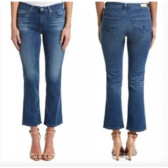 Ag Adriano Goldschmied Women's Medium Blue Cropped Bootcut Jeans - Picture 9 of 9